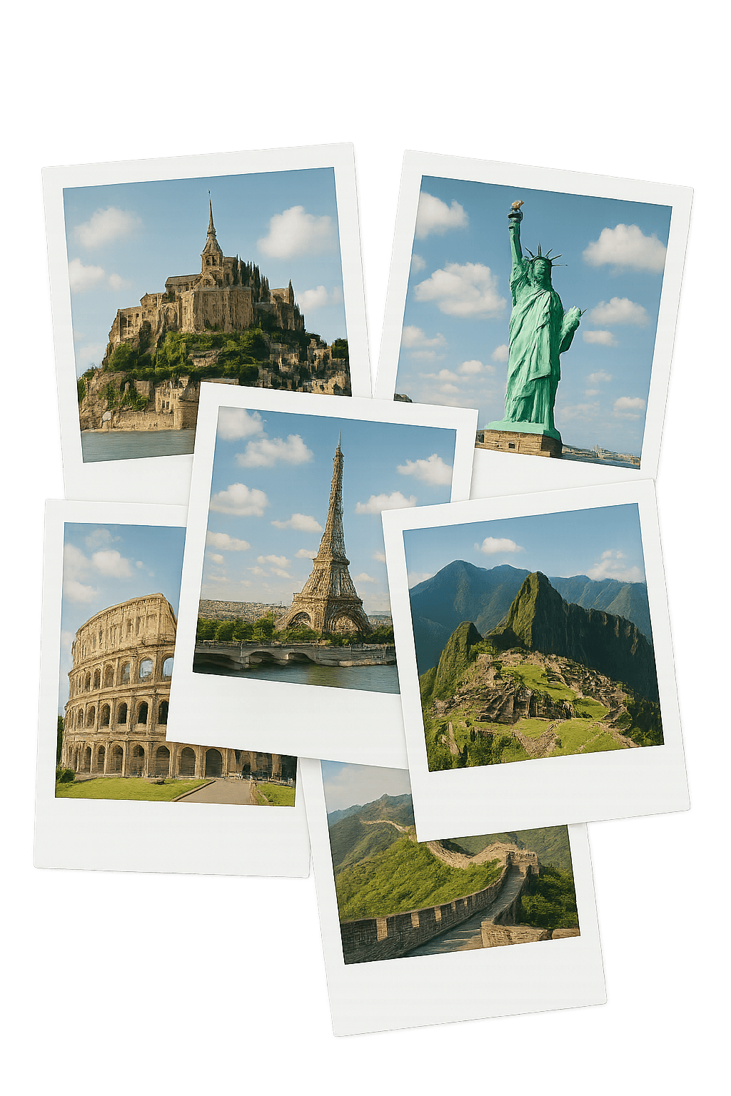Polaroids of landmarks across the globe